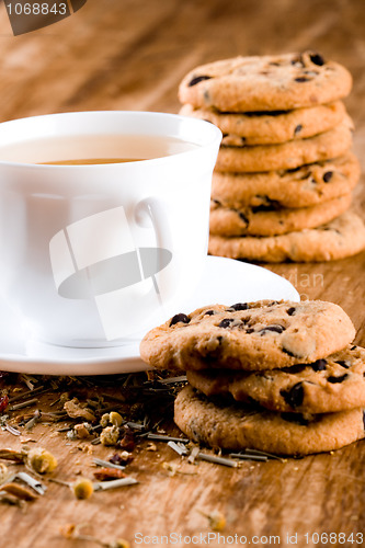 Image of cup of herbal tea and some fresh cookies