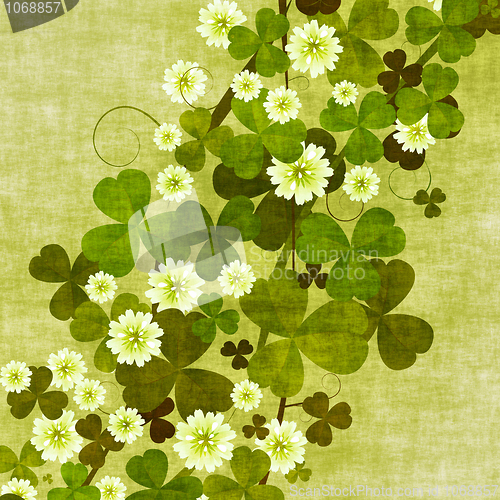 Image of Grunge clover leaves