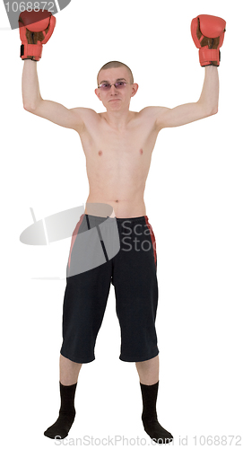 Image of The thin boxer in gloves