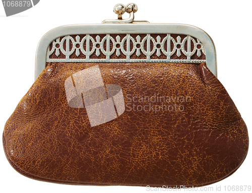 Image of Brown antique leather purse