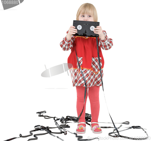 Image of Little girl and video cassette