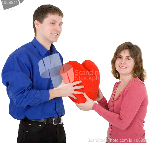 Image of Man give heart to the woman 