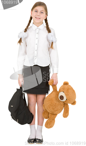 Image of Girl and toy bear