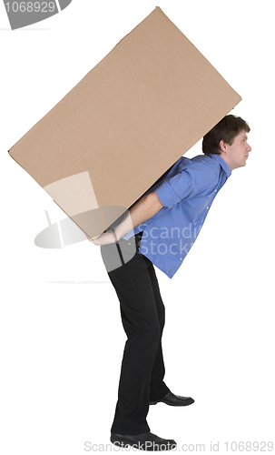 Image of Man holding cardboard box