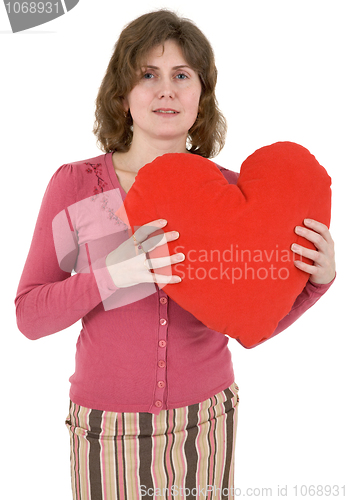 Image of Woman with red heart