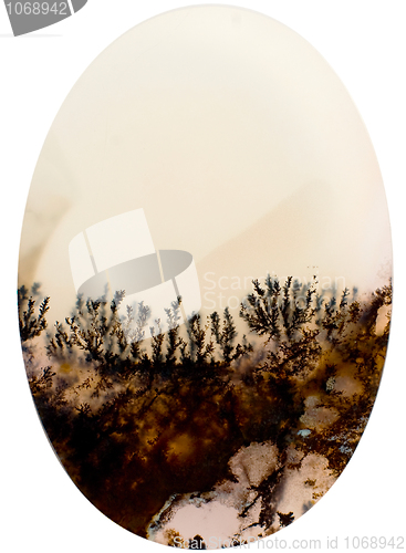 Image of Cut of a stone with an abstract landscape from crystals
