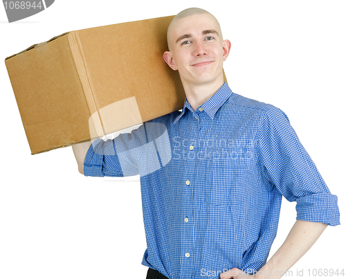 Image of Courier with cardboard box