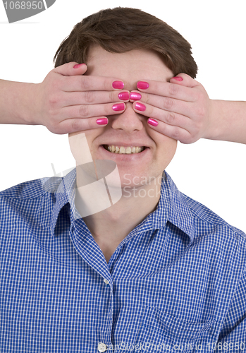 Image of Man with covered eyes