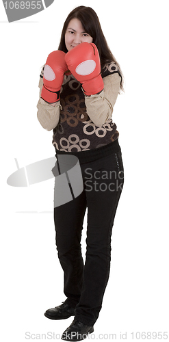 Image of Tatar girl in boxer gloves