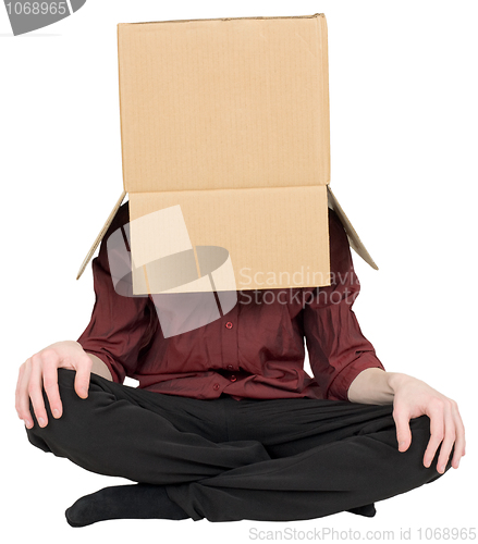 Image of Man with a box on a head