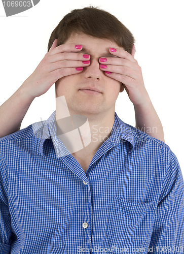 Image of Man with covered eyes