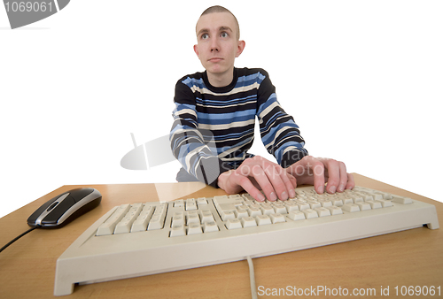 Image of Man type on keyboard