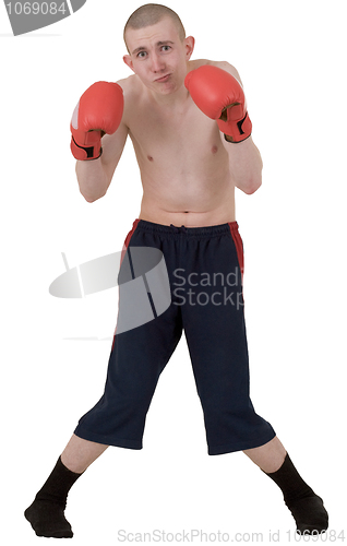 Image of The thin boxer in gloves