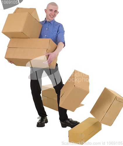 Image of Man drops cardboard boxes