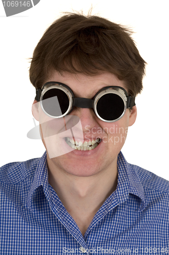 Image of Man in welding goggles