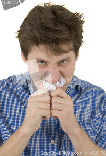 Image of Man a devouring sheet of paper