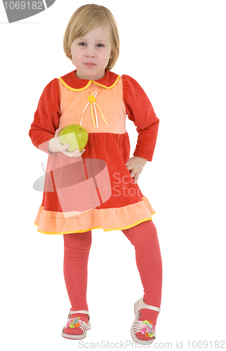 Image of Little girl and apple