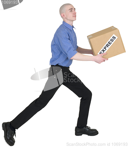 Image of Man holding cardboard box