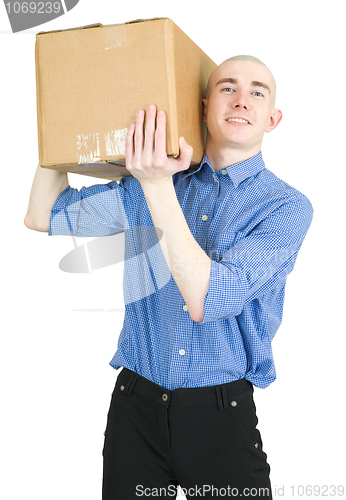 Image of Man hold cardboard