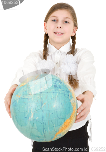 Image of Girl and terrestrial globe