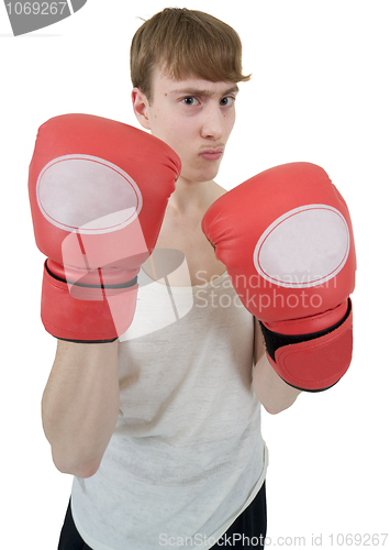 Image of Thin boxer in red gloves