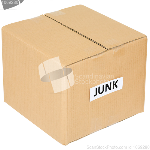 Image of Cardboard box with an inscription junk