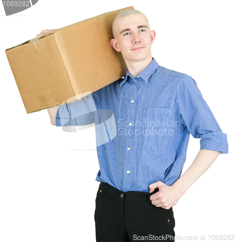 Image of Man hold cardboard