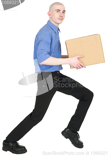 Image of Man holding cardboard box