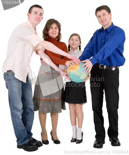 Image of Family and terrestrial globe