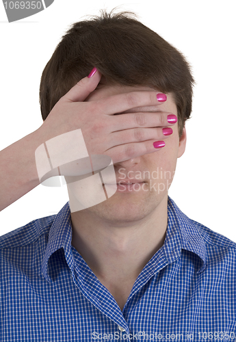 Image of Man with covered eyes