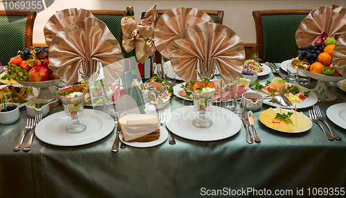 Image of The served table at restaurant
