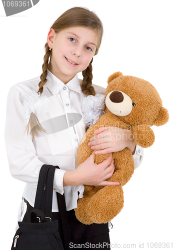 Image of Schoolgirl with bear 