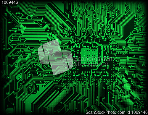 Image of Technological industrial electronic green background