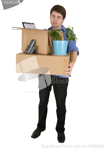 Image of The young man moves in other office