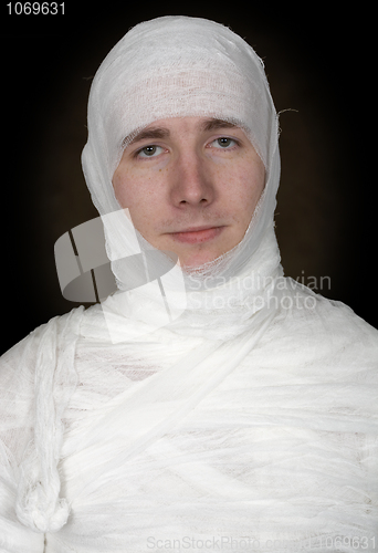 Image of Portrain of sickly bandaget man