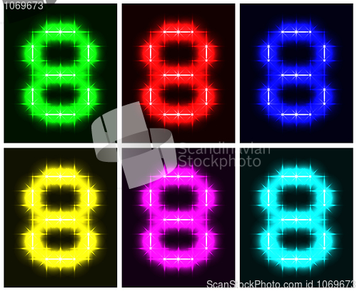 Image of Set a glowing symbol of the number 8