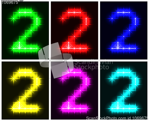 Image of Set a glowing symbol of the number 2