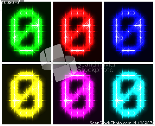 Image of Set a glowing symbol of the number 0
