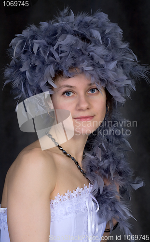 Image of Portrait of thel girl with a boa