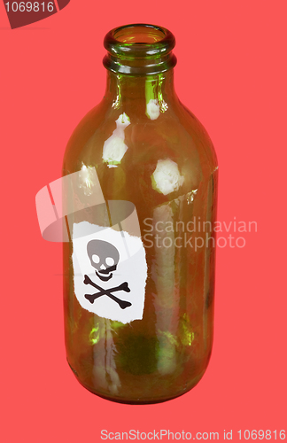 Image of Green bottle with skull and crossbones