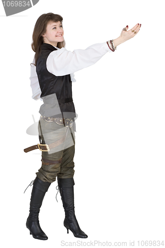 Image of Pirate - young woman isolated on white