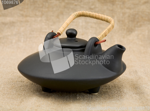 Image of Black ceramic chinese teapot