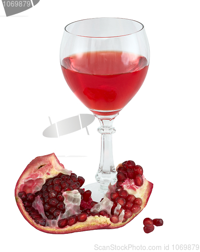 Image of Still-life with a glass of wine and pomegranate