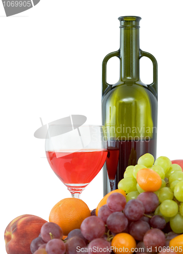 Image of Bright still life with wine and fruit