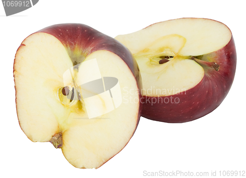 Image of The cut apple on a white