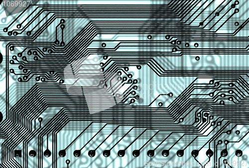 Image of Blue abstract circuit board background in hi-tech style