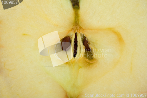 Image of The cut sweet yellow apple