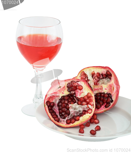 Image of Still-life with a glass of wine and pomegranate