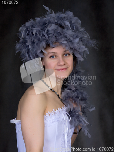 Image of Portrait of thel girl with a boa