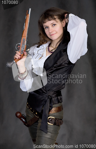 Image of Girl - pirate with two pistols